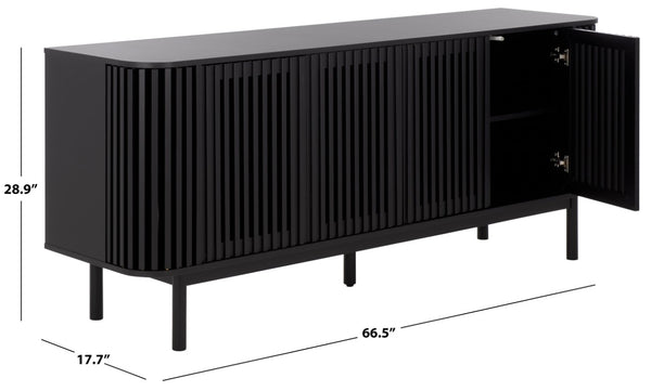 Safavieh Adiel Four Door Media Console Low Profile Sideboard for Living and Dining Rooms Black MED3104B-2BX