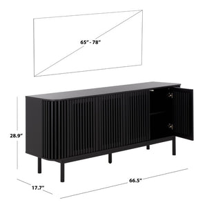 Safavieh Adiel Four Door Media Console Low Profile Sideboard for Living and Dining Rooms Black MED3104B-2BX