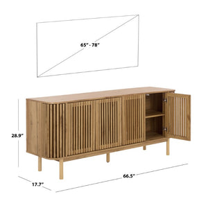 Safavieh Adiel Four Door Media Console Low Profile Sideboard for Living and Dining Rooms Oak MED3104C-2BX