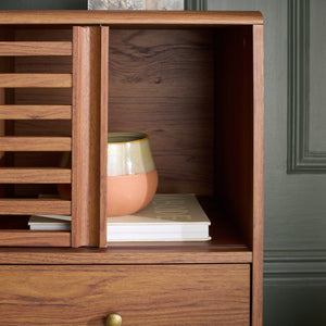 Safavieh Adrin 3 Drawer Sideboard/Media Stand In Walnut - Elegant Storage Solution For Modern Living Spaces Walnut ,Brass Pb ,Mdf Med3105a-2bx