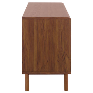 Safavieh Adrin 3 Drawer Sideboard/Media Stand In Walnut - Elegant Storage Solution For Modern Living Spaces Walnut ,Brass Pb ,Mdf Med3105a-2bx