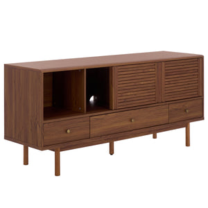 Safavieh Adrin 3 Drawer Sideboard/Media Stand In Walnut - Elegant Storage Solution For Modern Living Spaces Walnut ,Brass Pb ,Mdf Med3105a-2bx