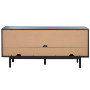 Safavieh Adrin 3 Drawer Sideboard/Media Stand In Walnut - Elegant Storage Solution For Modern Living Spaces Black ,Brass Pb ,Mdf Med3105b-2bx