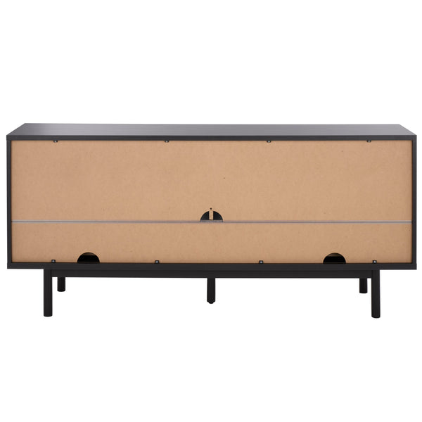 Safavieh Adrin 3 Drawer Sideboard/Media Stand In Walnut - Elegant Storage Solution For Modern Living Spaces Black ,Brass Pb ,Mdf Med3105b-2bx