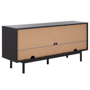 Safavieh Adrin 3 Drawer Sideboard/Media Stand In Walnut - Elegant Storage Solution For Modern Living Spaces Black ,Brass Pb ,Mdf Med3105b-2bx