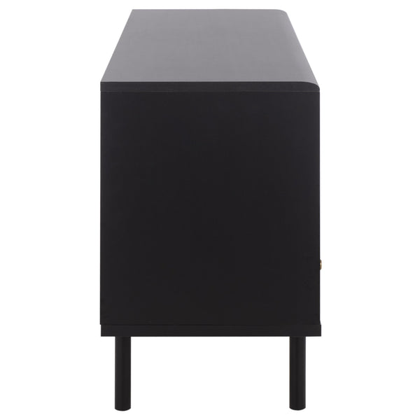 Safavieh Adrin 3 Drawer Sideboard/Media Stand In Walnut - Elegant Storage Solution For Modern Living Spaces Black ,Brass Pb ,Mdf Med3105b-2bx