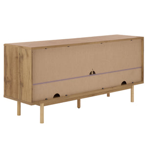 Safavieh Adrin 3 Drawer Sideboard/Media Stand In Walnut - Elegant Storage Solution For Modern Living Spaces Oak ,Brass Pb ,Mdf Med3105c-2bx