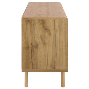 Safavieh Adrin 3 Drawer Sideboard/Media Stand In Walnut - Elegant Storage Solution For Modern Living Spaces Oak ,Brass Pb ,Mdf Med3105c-2bx