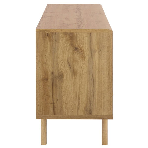 Safavieh Adrin 3 Drawer Sideboard/Media Stand In Walnut - Elegant Storage Solution For Modern Living Spaces Oak ,Brass Pb ,Mdf Med3105c-2bx