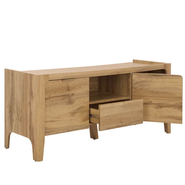 Safavieh Equit 2 Door 1 Drawer Sideboard - Stylish Oak Media Stand With Brass Accents For Modern Homes Oak ,Brass Pb ,Mdf Med3106a