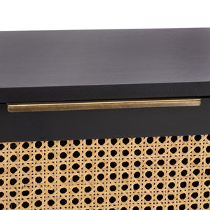 Safavieh Brey Stylish Compact Sideboard & Media Stand With Rattan Weave Design For Modern Living Spaces Black / Brass MED3107B