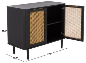 Safavieh Brey Stylish Compact Sideboard & Media Stand With Rattan Weave Design For Modern Living Spaces Black / Brass MED3107B