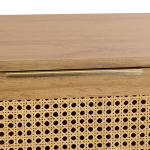 Safavieh Brey Stylish Compact Sideboard & Media Stand With Rattan Weave Design For Modern Living Spaces Oak / Brass MED3107C