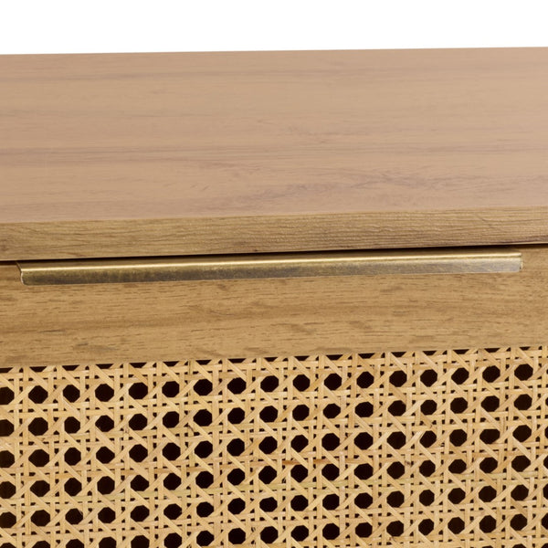 Safavieh Brey Stylish Compact Sideboard & Media Stand With Rattan Weave Design For Modern Living Spaces Oak / Brass MED3107C