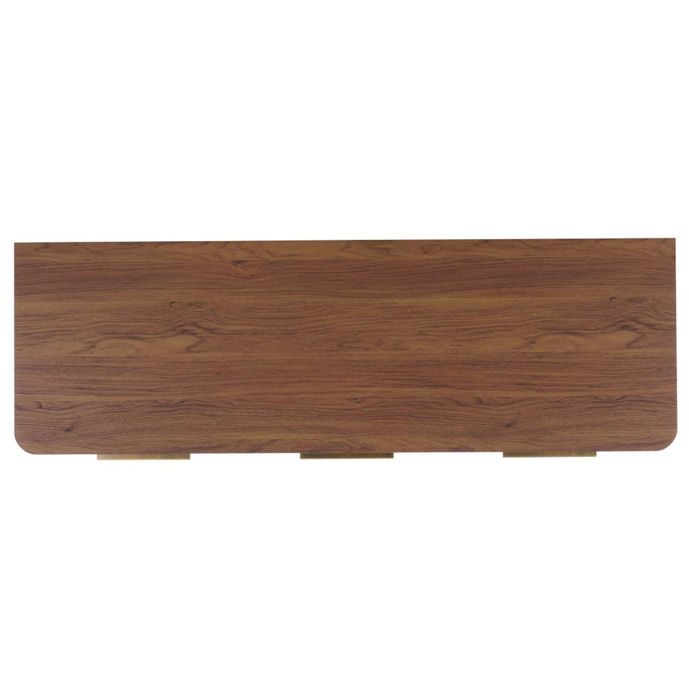Safavieh Brey 3-Door Sideboard: Elegant Walnut Media Stand With Rattan & Brass Accents For Stylish Storage MED3108A