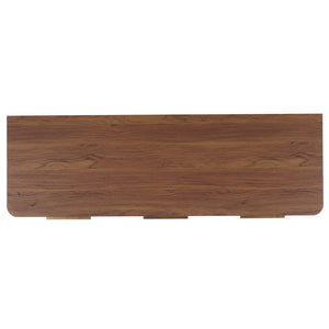 Safavieh Brey 3-Door Sideboard: Elegant Walnut Media Stand With Rattan & Brass Accents For Stylish Storage MED3108A