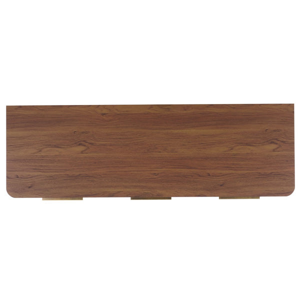 Safavieh Brey 3-Door Sideboard: Elegant Walnut Media Stand With Rattan & Brass Accents For Stylish Storage MED3108A