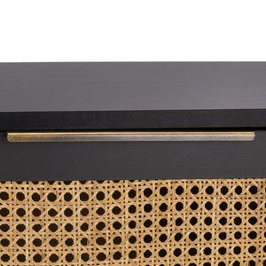 Safavieh Brey Modern 3-Door Sideboard/Media Stand With Rattan Texture For Stylish Storage Solutions Black / Brass MED3108B
