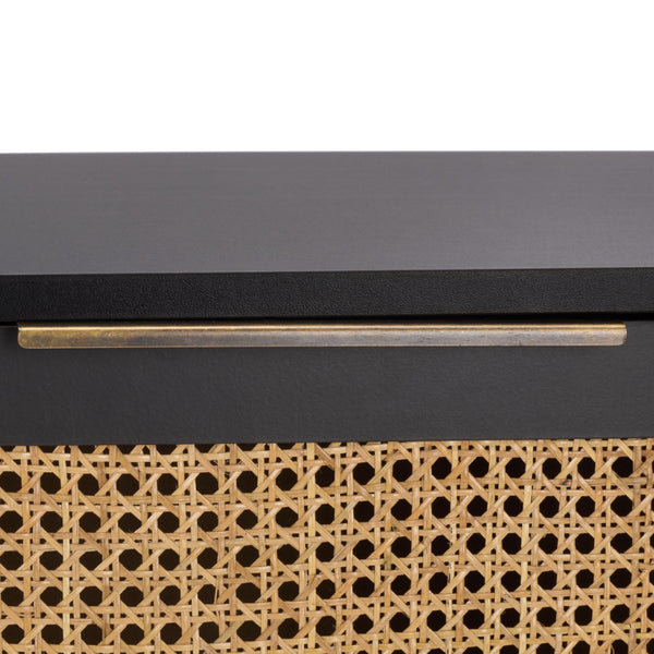 Safavieh Brey Modern 3-Door Sideboard/Media Stand With Rattan Texture For Stylish Storage Solutions Black / Brass MED3108B