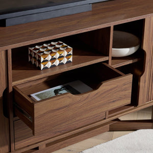 Safavieh Ilyum Walnut Tambour Door Sideboard with Drawers for Mid-Century Modern Living MED3109A-2BX