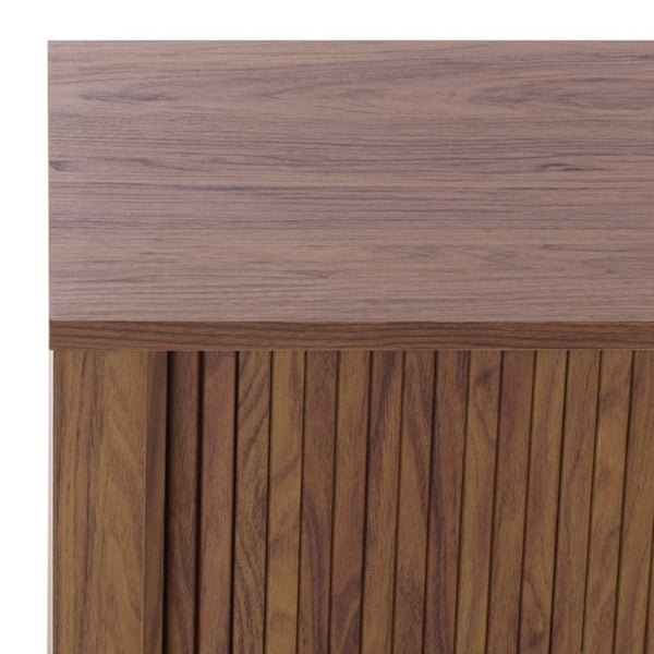 Safavieh Ilyum Walnut Tambour Door Sideboard with Drawers for Mid-Century Modern Living MED3109A-2BX