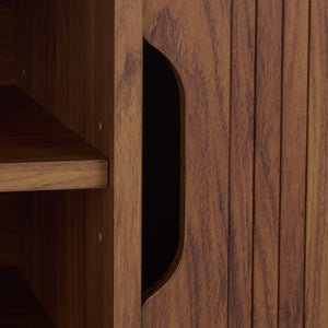 Safavieh Ilyum 2-Shelf Tambour Doors Sideboard - Stylish Media Stand With Walnut Finish For Modern Spaces MED3110A