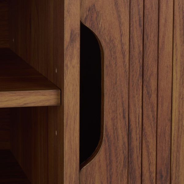 Safavieh Ilyum 2-Shelf Tambour Doors Sideboard - Stylish Media Stand With Walnut Finish For Modern Spaces MED3110A