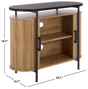 Safavieh Etka Compact Sideboard & Media Stand - Stylish Oak Finish With Tambour Doors For Modern Homes MED3111B