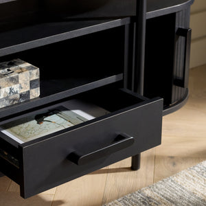 Safavieh Etka 2 Drawer Tambour Door Media Stand - Stylish Storage Solution For Modern Living Room Decor Black MED3112A