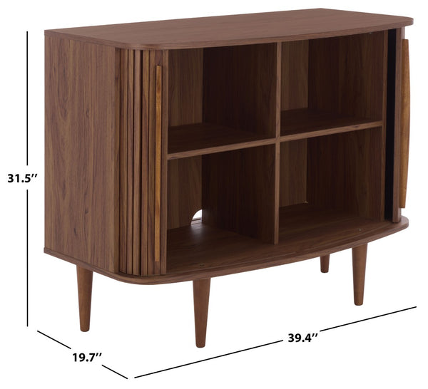 Safavieh Sabby Tambour Door Compact Sideboard - Stylish Media Stand For Organized Living Spaces And Versatility Walnut MED3113A