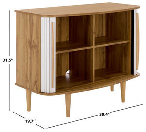 Safavieh Sabby Tambour Door Compact Sideboard - Stylish Media Stand For Organized Living Spaces And Versatility Oak / White MED3113B