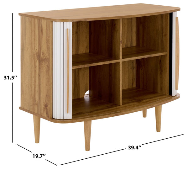 Safavieh Sabby Tambour Door Compact Sideboard - Stylish Media Stand For Organized Living Spaces And Versatility Oak / White MED3113B