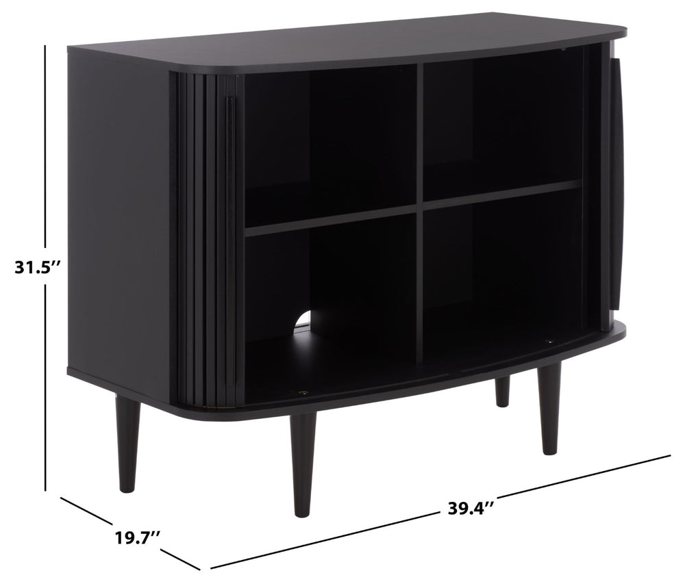 Safavieh Sabby Tambour Door Compact Sideboard - Stylish Media Stand For Organized Living Spaces And Versatility Black MED3113C