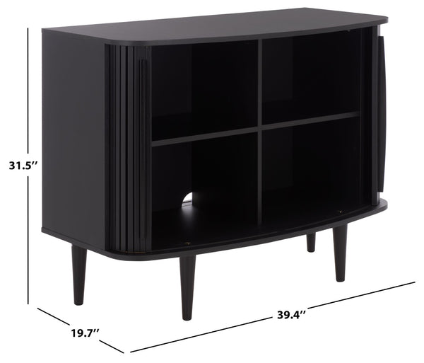 Safavieh Sabby Tambour Door Compact Sideboard - Stylish Media Stand For Organized Living Spaces And Versatility Black MED3113C