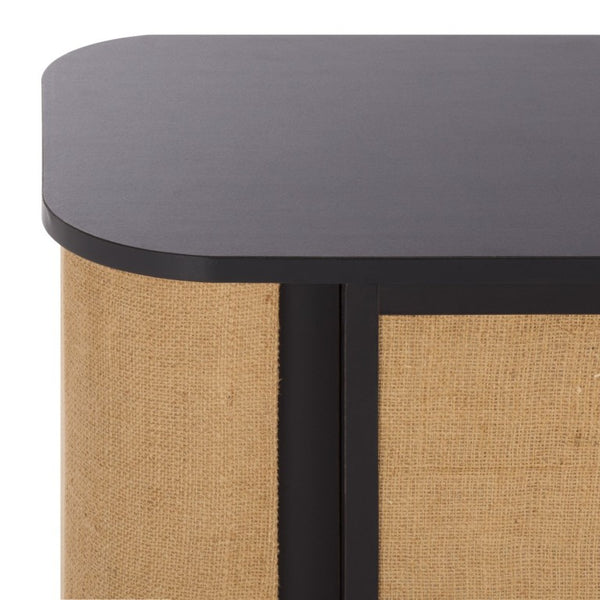 Safavieh Merk Jute Panel Sideboard with Black Metal Frame Gold Hardware Media Storage MED3115A-2BX