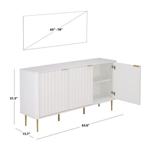 Safavieh Hilsa Three Door Sideboard White Gold Finish Modern Storage for Dining Living Room MED3116A-2BX