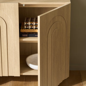 Simi Compact Sideboard Tv Stand With Ample Storage For Small Spaces — Durable Wood-Tone Veneer Design