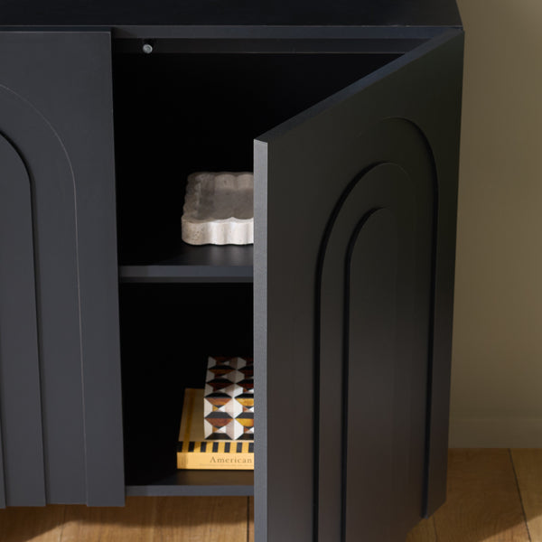 Simi Compact Sideboard Tv Stand With Ample Storage For Small Spaces — Durable Wood-Tone Veneer Design