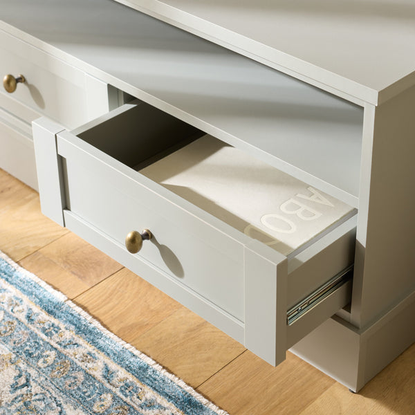 Shafa Modern Sideboard Tv Stand For Up To 55" Tvs, Sleek Light Grey Finish, Cable Management, Sturdy Storage
