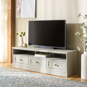 Shafa Modern Sideboard Tv Stand For Up To 55" Tvs, Sleek Light Grey Finish, Cable Management, Sturdy Storage