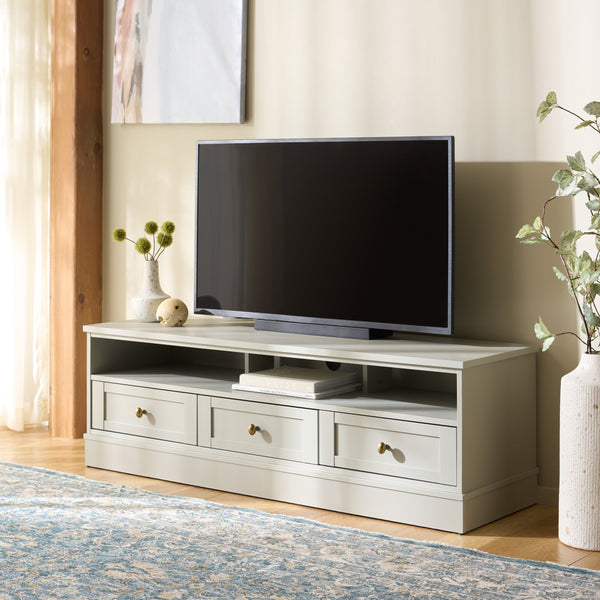 Shafa Modern Sideboard Tv Stand For Up To 55" Tvs, Sleek Light Grey Finish, Cable Management, Sturdy Storage