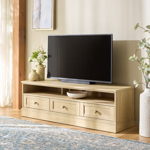 Shafa Modern Sideboard Tv Stand For Up To 55" Tvs, Sleek Light Grey Finish, Cable Management, Sturdy Storage