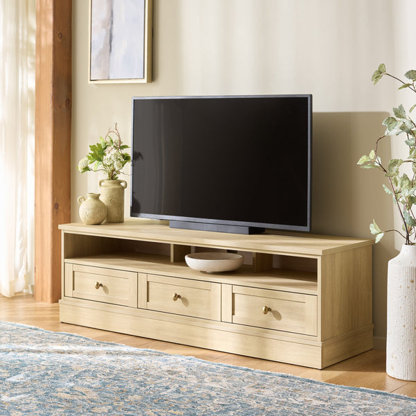 Shafa Modern Sideboard Tv Stand For Up To 55" Tvs, Sleek Light Grey Finish, Cable Management, Sturdy Storage