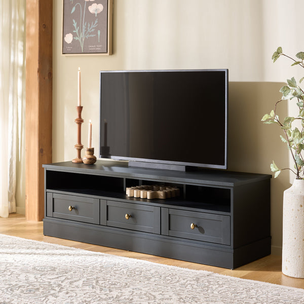 Shafa Modern Sideboard Tv Stand For Up To 55" Tvs, Sleek Light Grey Finish, Cable Management, Sturdy Storage