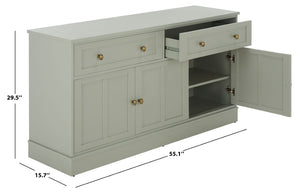Safavieh Shafa Low Profile Media Console Sideboard in Light Grey for Modern Living Rooms MED3124A-2BX