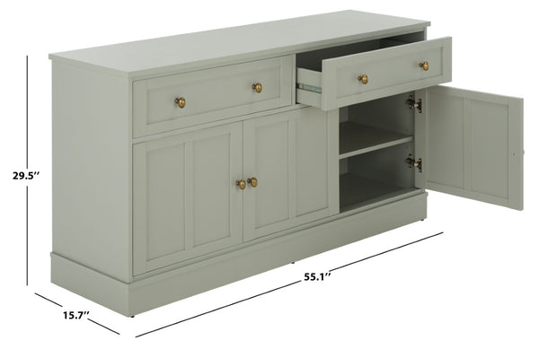 Safavieh Shafa Low Profile Media Console Sideboard in Light Grey for Modern Living Rooms MED3124A-2BX