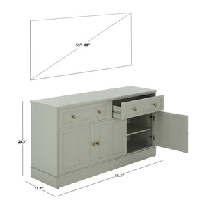 Safavieh Shafa Low Profile Media Console Sideboard in Light Grey for Modern Living Rooms MED3124A-2BX