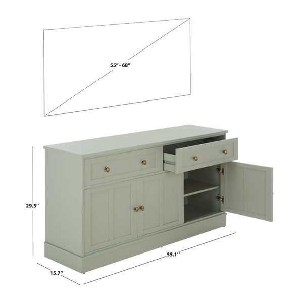 Safavieh Shafa Low Profile Media Console Sideboard in Light Grey for Modern Living Rooms MED3124A-2BX