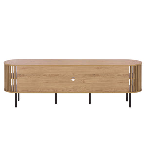Kiyoshi 5-Shelf Media Stand 70.9" Wide — Modern Wood-Look Shelves With Metal Frame, Holds Up To 75" Tv