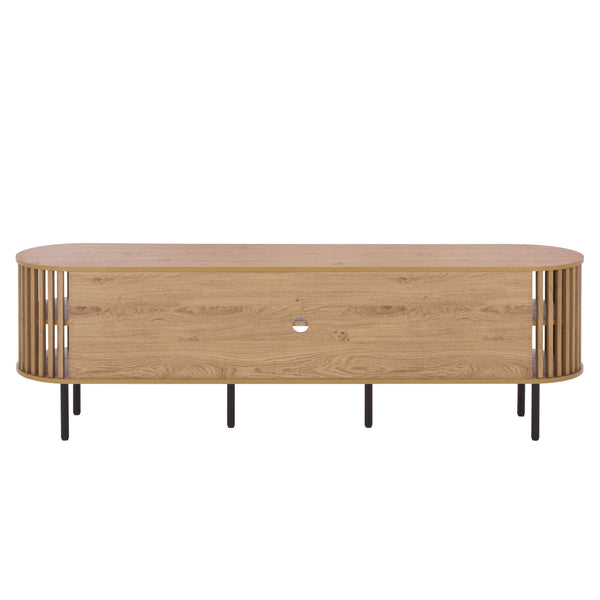 Kiyoshi 5-Shelf Media Stand 70.9" Wide — Modern Wood-Look Shelves With Metal Frame, Holds Up To 75" Tv